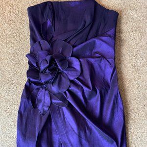 Jessica McClintock Ruched Strapless Purple Dress